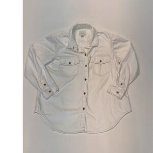 American Eagle Womens White Button Down Shirt Long Sleeve Cotton Small (442)